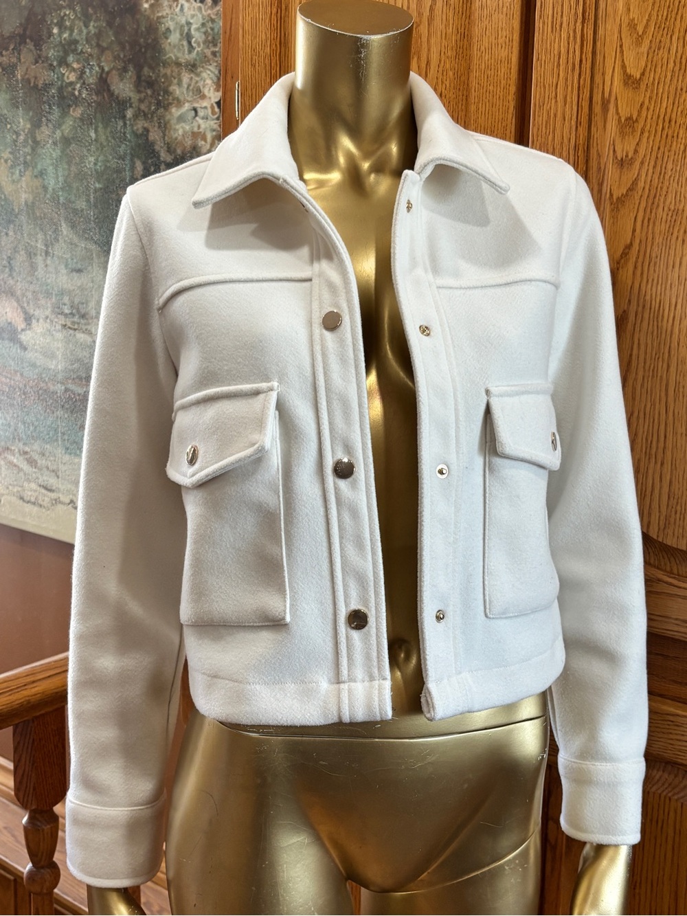 Ricki's White Utility Jean Jacket with Front Flap Pockets